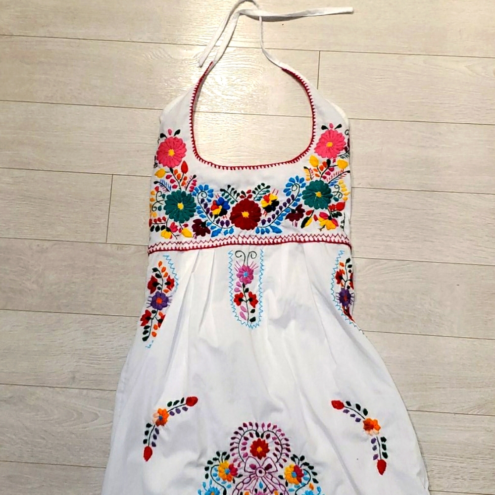 Halter White Mexican Dress